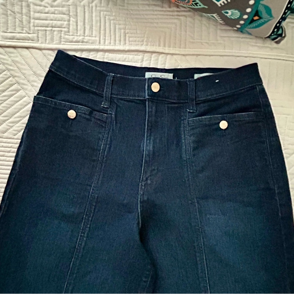 Jessica Simpson Womens Wide Leg High Rise Trouser Jeans Size 10 Dark Blue - Picture 2 of 10